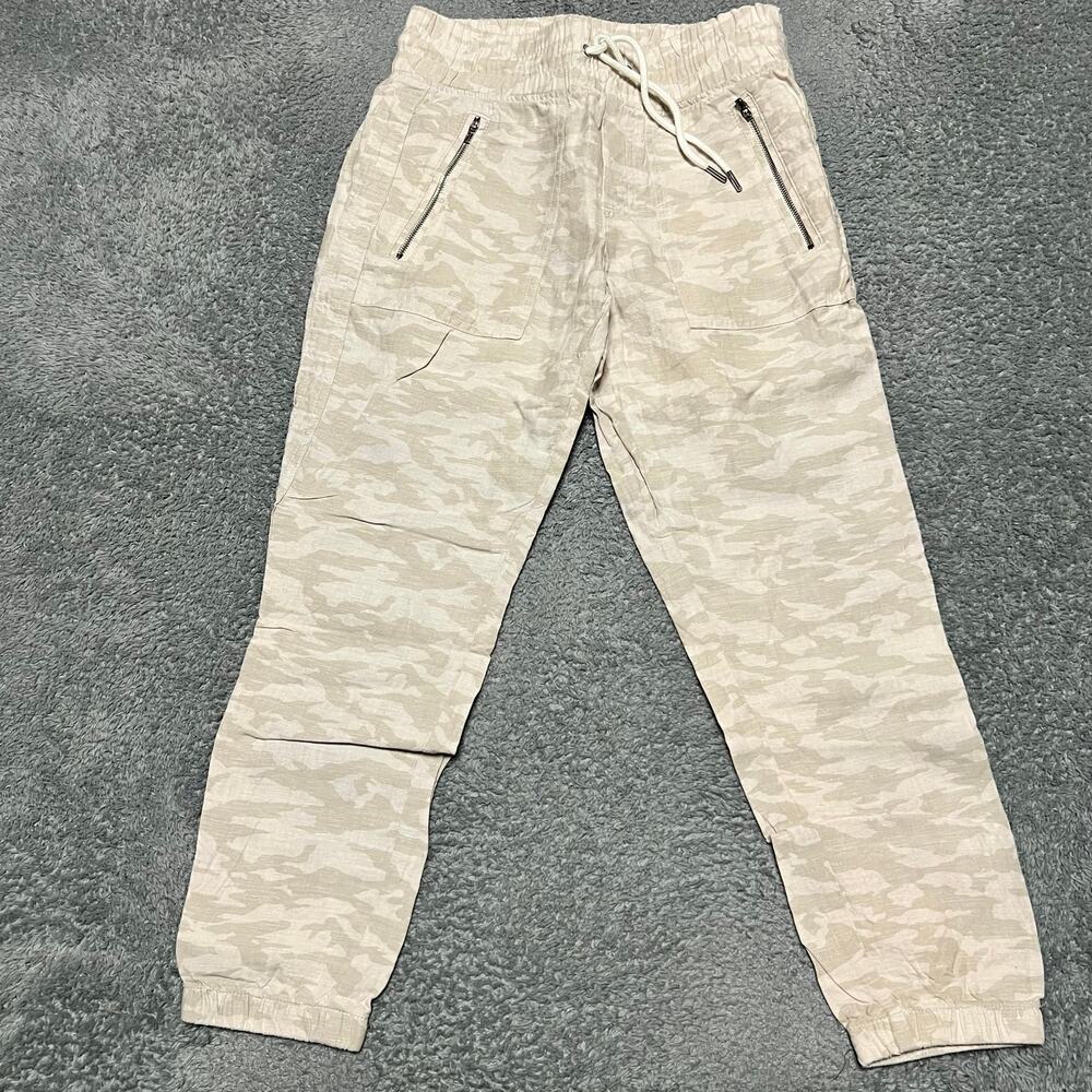 Athleta Pants Womens 0 Petite Camo Tide Linen Jogger Cream